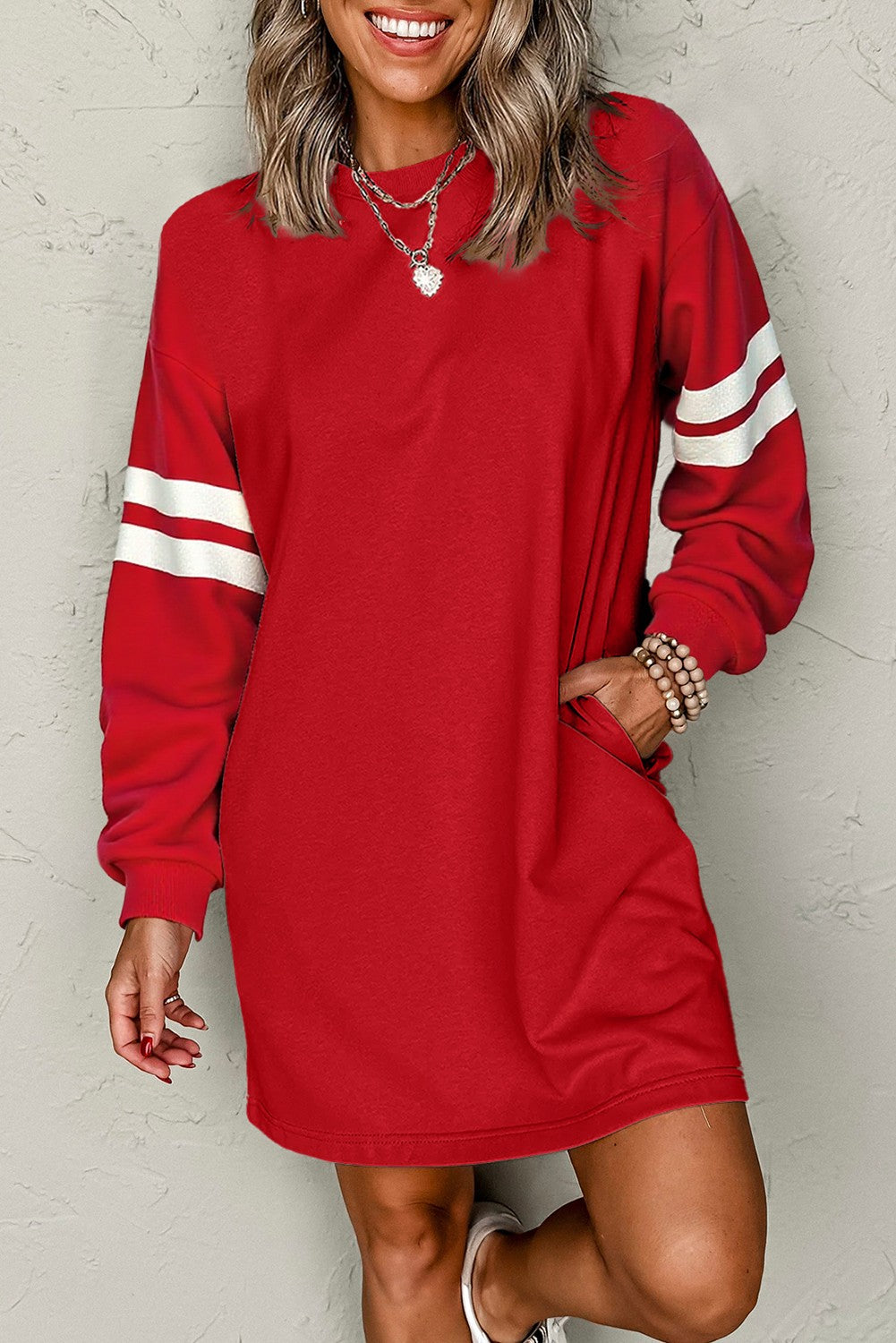 Varsity Striped Drop Shoulder Oversized Dress
