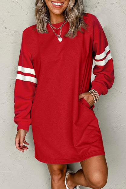 Varsity Striped Drop Shoulder Oversized Dress