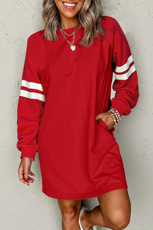 Varsity Striped Drop Shoulder Oversized Dress