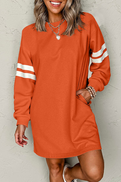 Varsity Striped Drop Shoulder Oversized Dress