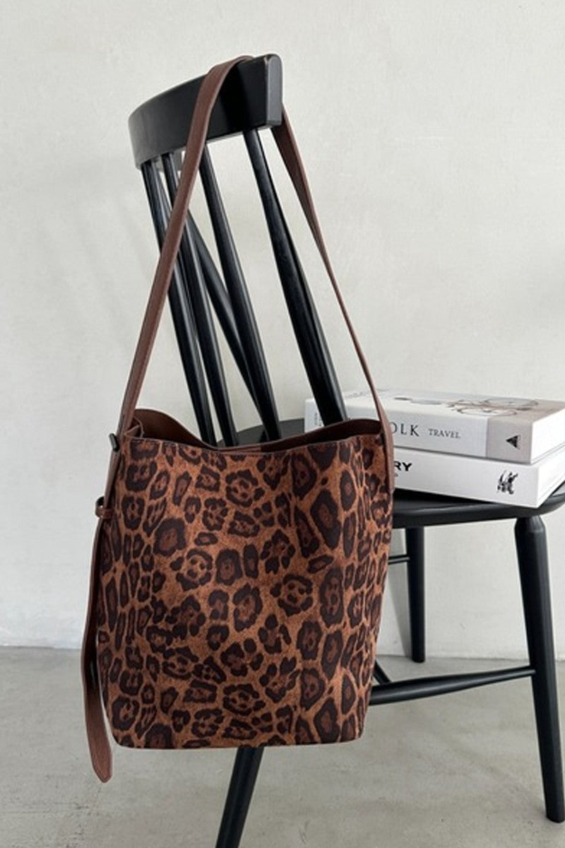 Microsuede Bucket Tote Bag