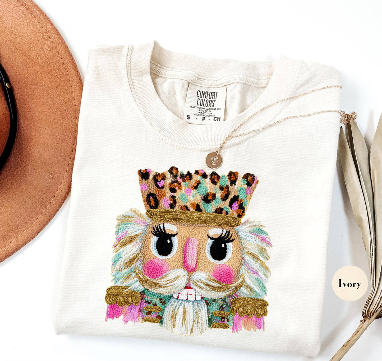 Faux Yarn Crochet Leopard Nutcracker Shirt, Xmas Sweater