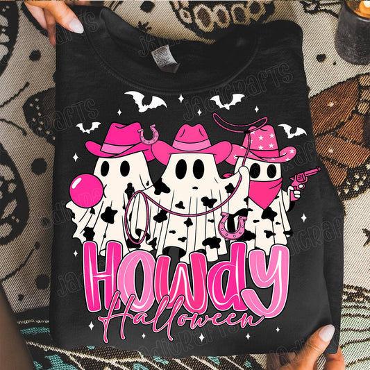 Pink Cowboy Howdy Halloween Ghost Shirt, Western Sweatshirt
