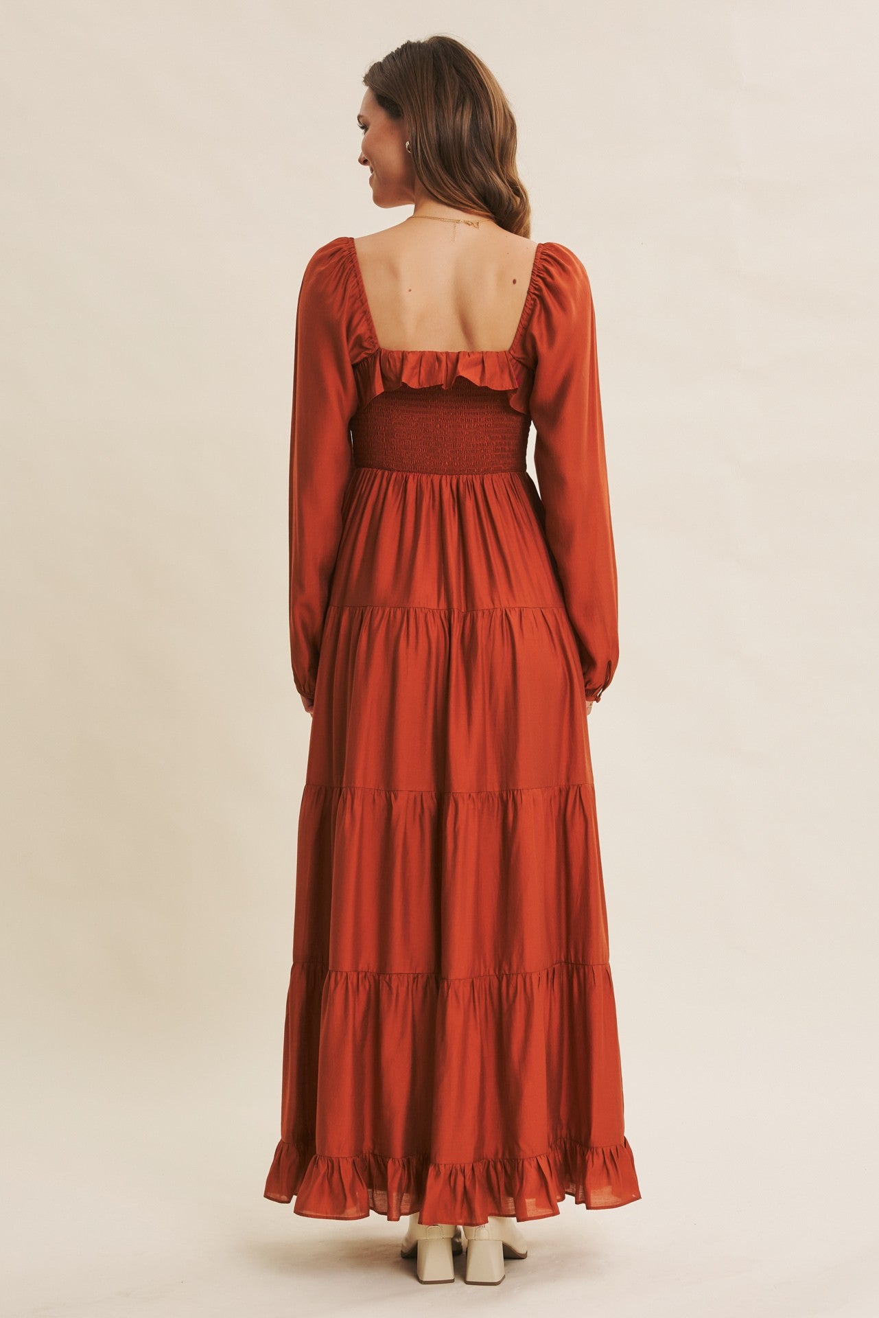 Tiered Ruffle Flare Smocked Maxi Dress