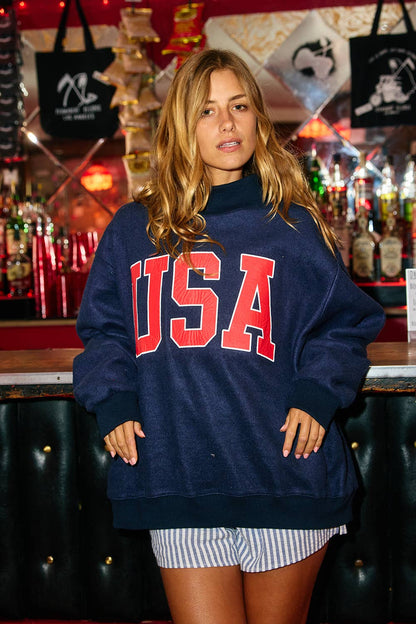 IT2594-USAFLAG 'USA & FLAG' Reversible Mock Neck Sweatshirt