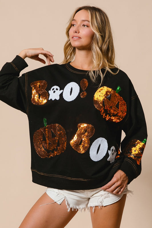 Halloween Theme Sequin Pullover