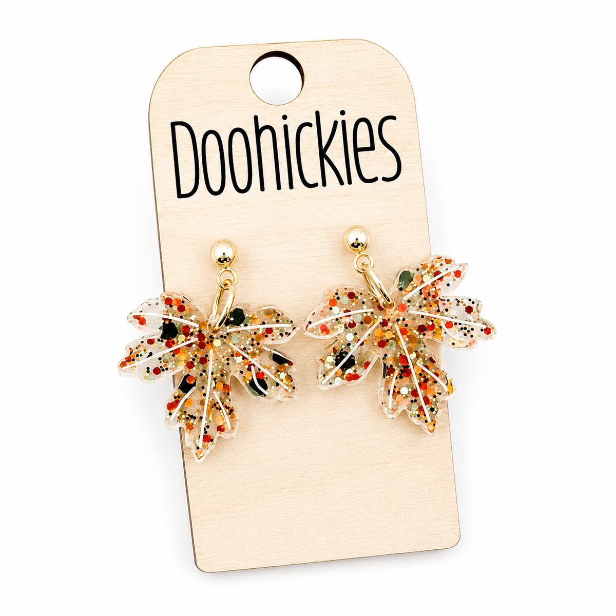 Doohickies - Fall Confetti Dainty Acrylic Leaf Dangle Earrings