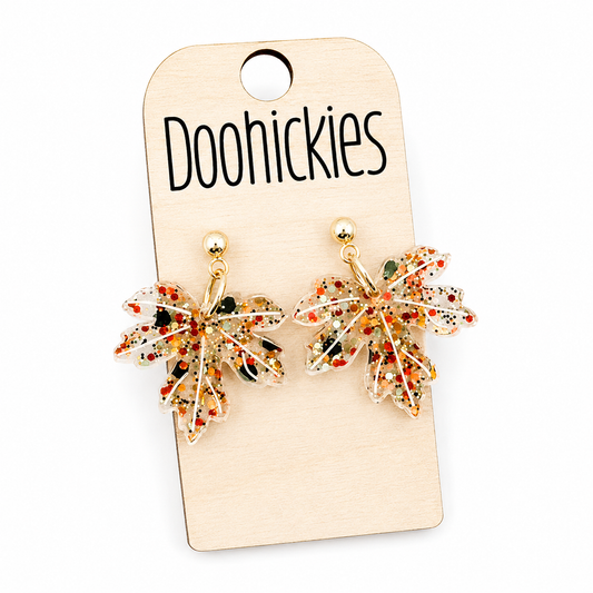 Doohickies - Fall Confetti Dainty Acrylic Leaf Dangle Earrings