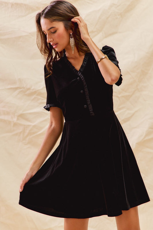 COMING SOON! Christmas Velvet Ruffled Mini Dress