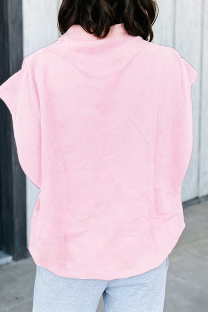Solid High Neck Cap Sleeve Loose Top