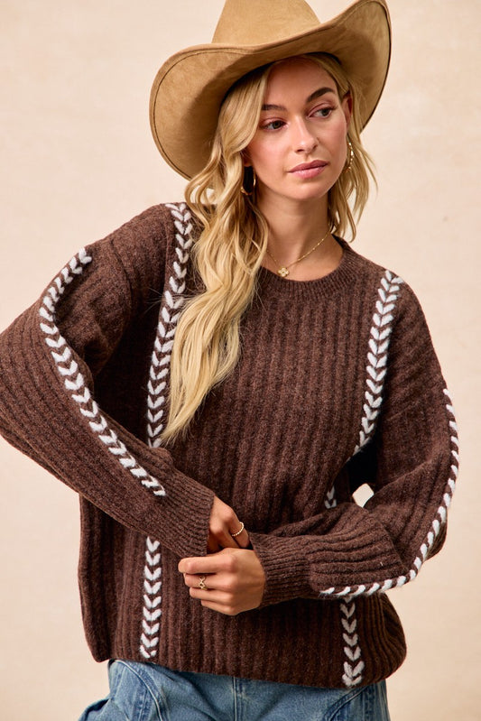 COMING SOON! Whip Stitched Details Sweater Top