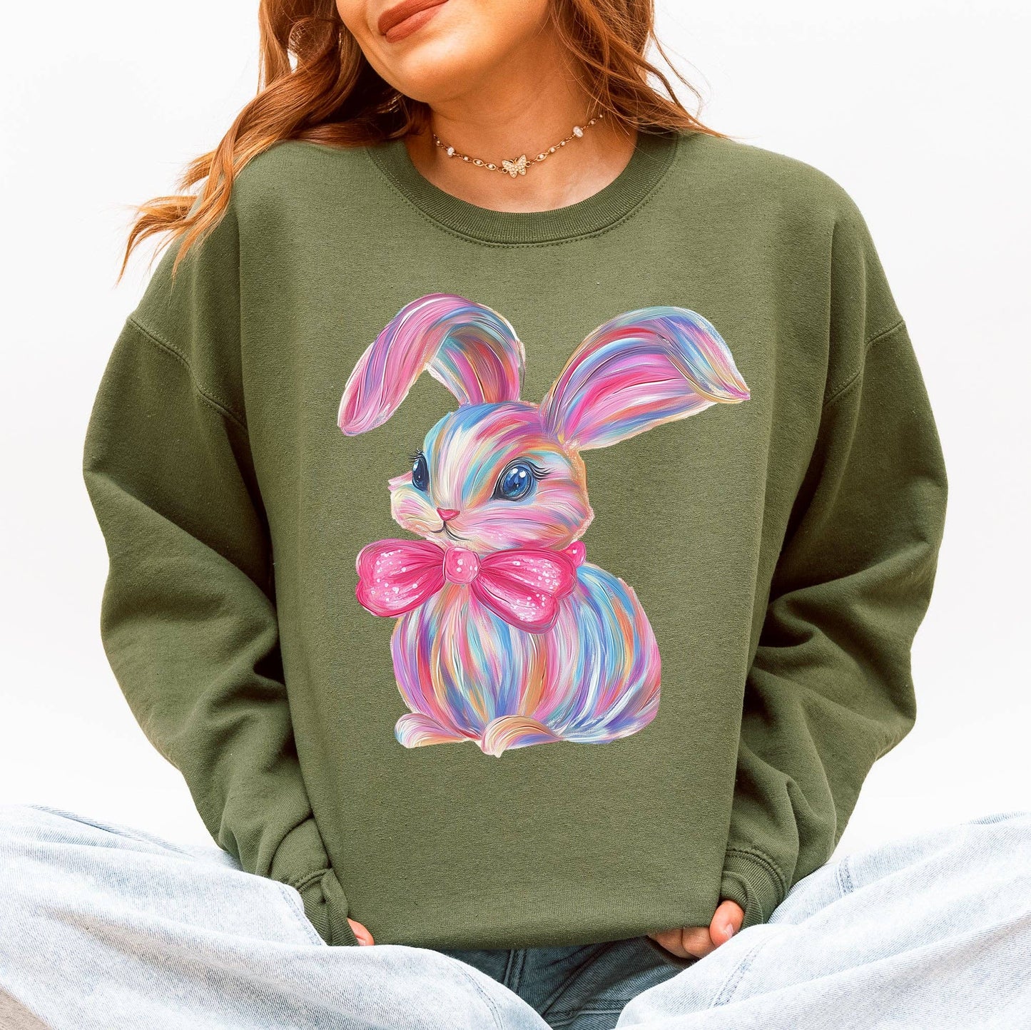 Glittery Easter Bunny, Rabbit, Adorable Sweatshirt