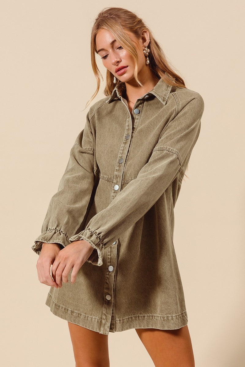 COMING SOON! Washed Color Denim Button Down Dress