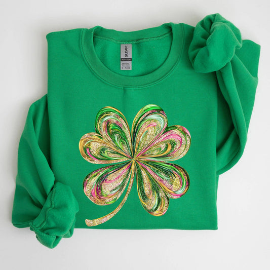 Colorful Shamrock, Four Leaf Clover St Patrick's Sweatshirt