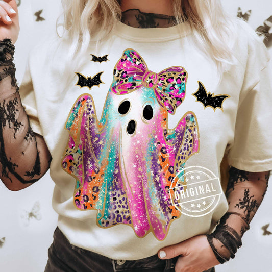 Comfort Colors Glitter Ghost Shirt, Spooky Season Sweater