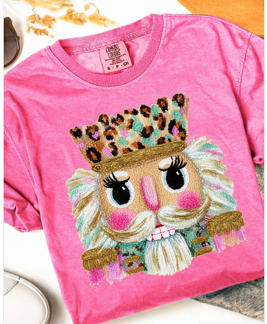 Comfort Colors Long Sleeve Faux Yarn Leopard Nutcracker
