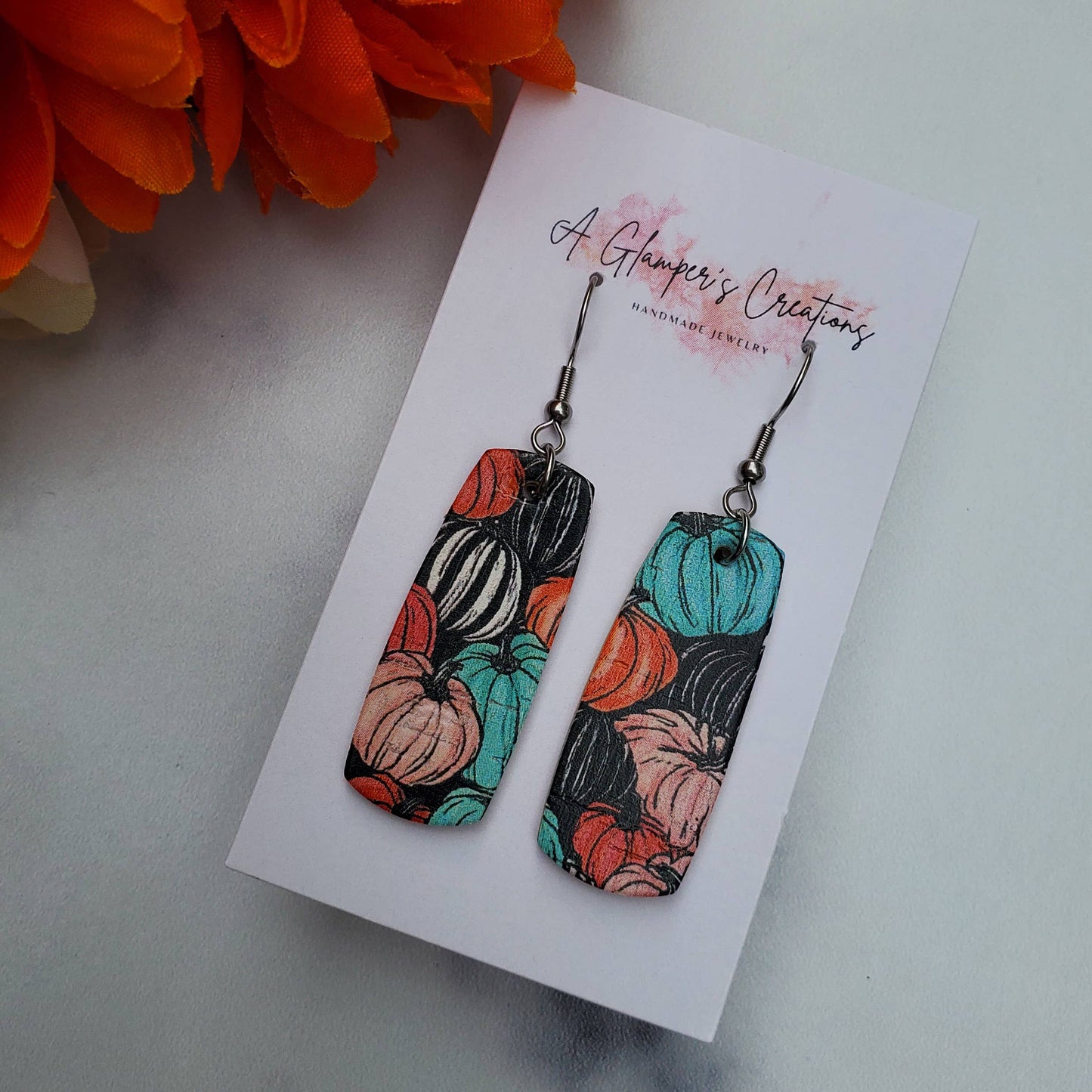 Pumpkins Mini Bar Leather Earrings