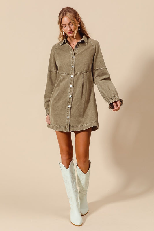 COMING SOON! Washed Color Denim Button Down Dress