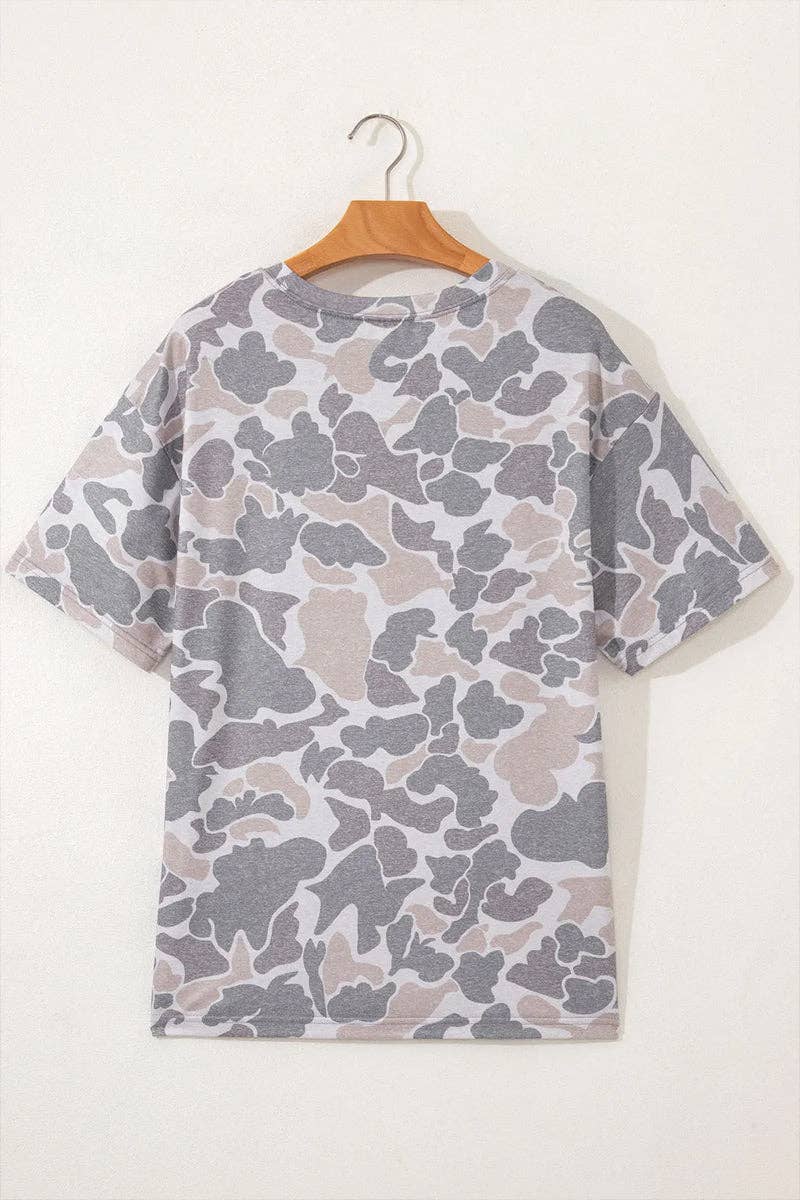 Camo America Graphic Patriotic T Shirt Casual Summer