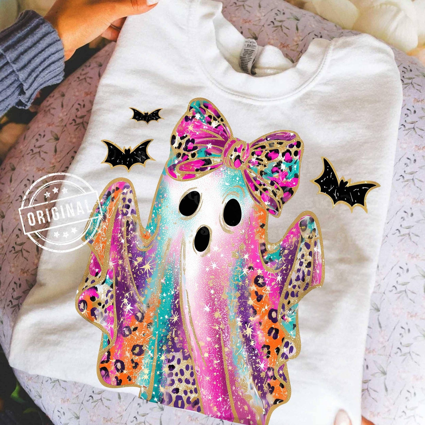 Comfort Colors Glitter Ghost Shirt, Spooky Season Sweater