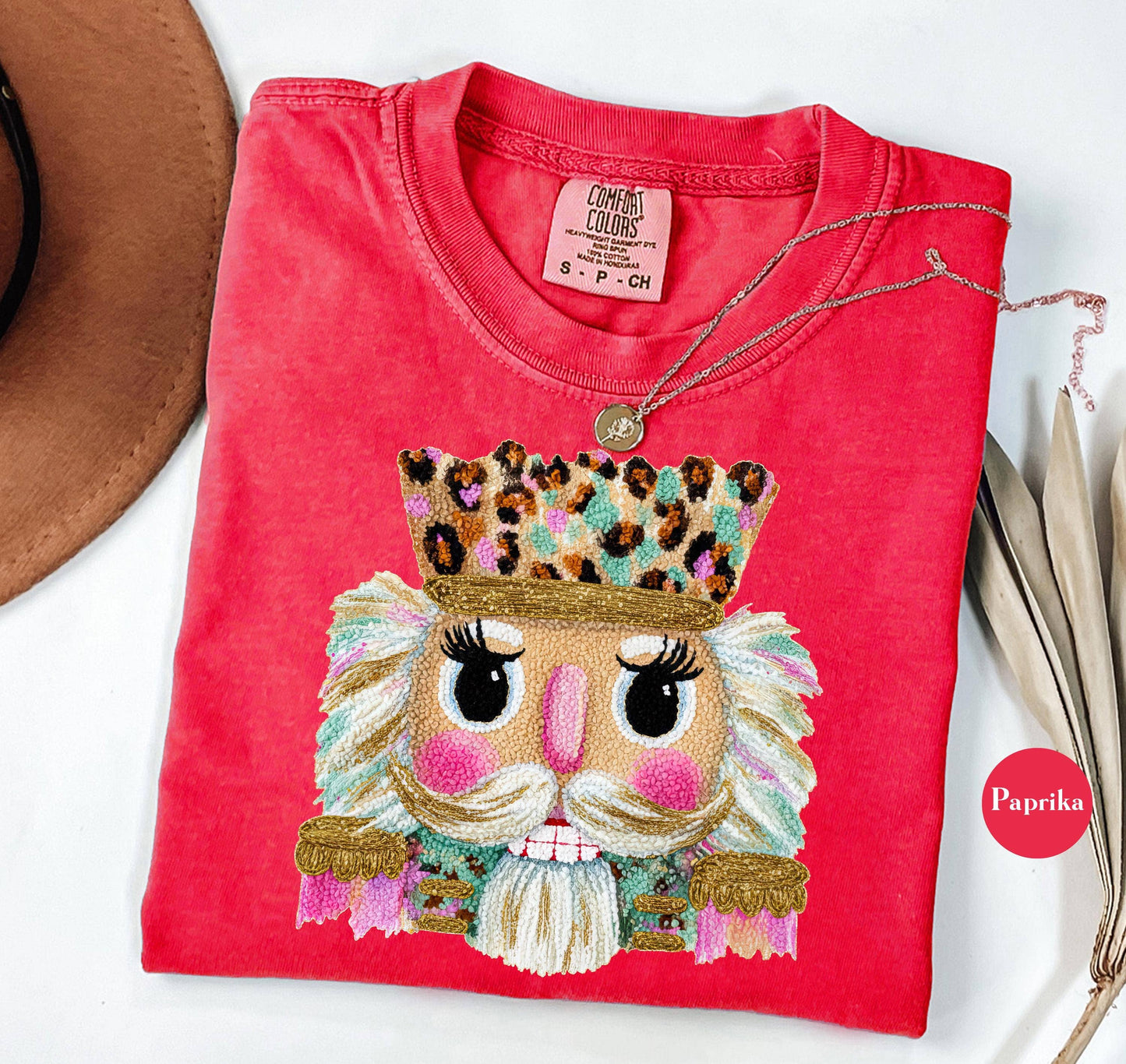 Faux Yarn Crochet Leopard Nutcracker Shirt, Xmas Sweater