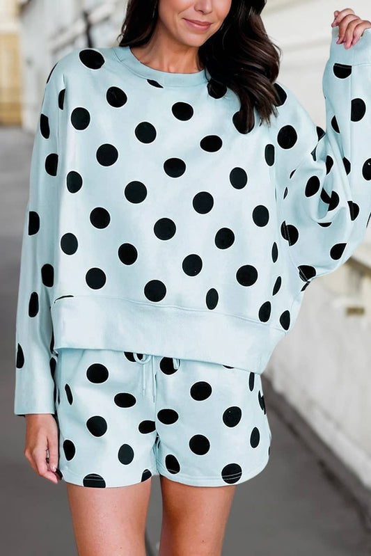 Cute Polka Dot Dot Print Loose Pullover Shorts Set | S-XL