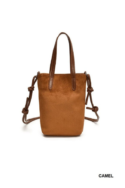 Vintage Retro Suede Crossbody Mini Bucket Tote Bag