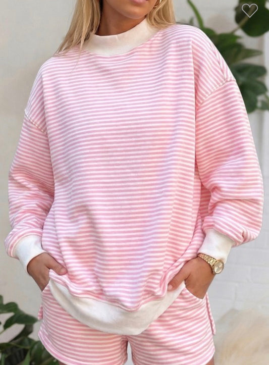 Striped Mock Turtleneck set