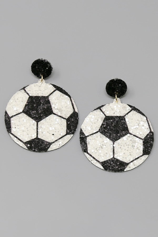 Soccer Glitter Drop Earrings