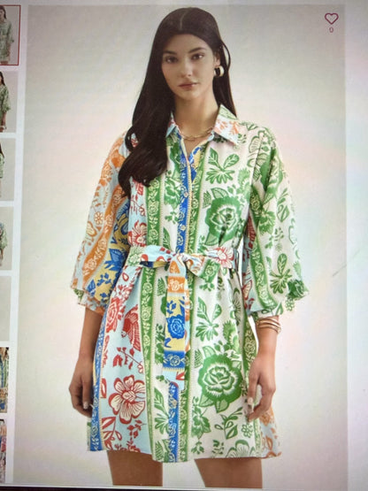 Dress - Green Multicolored