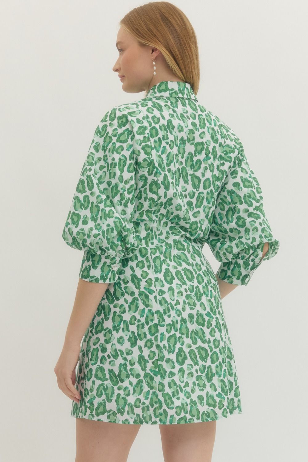 “Jade” Green Leopard Dress