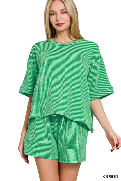 Raised Rib Short Sleeve Tee & Short Pants Set