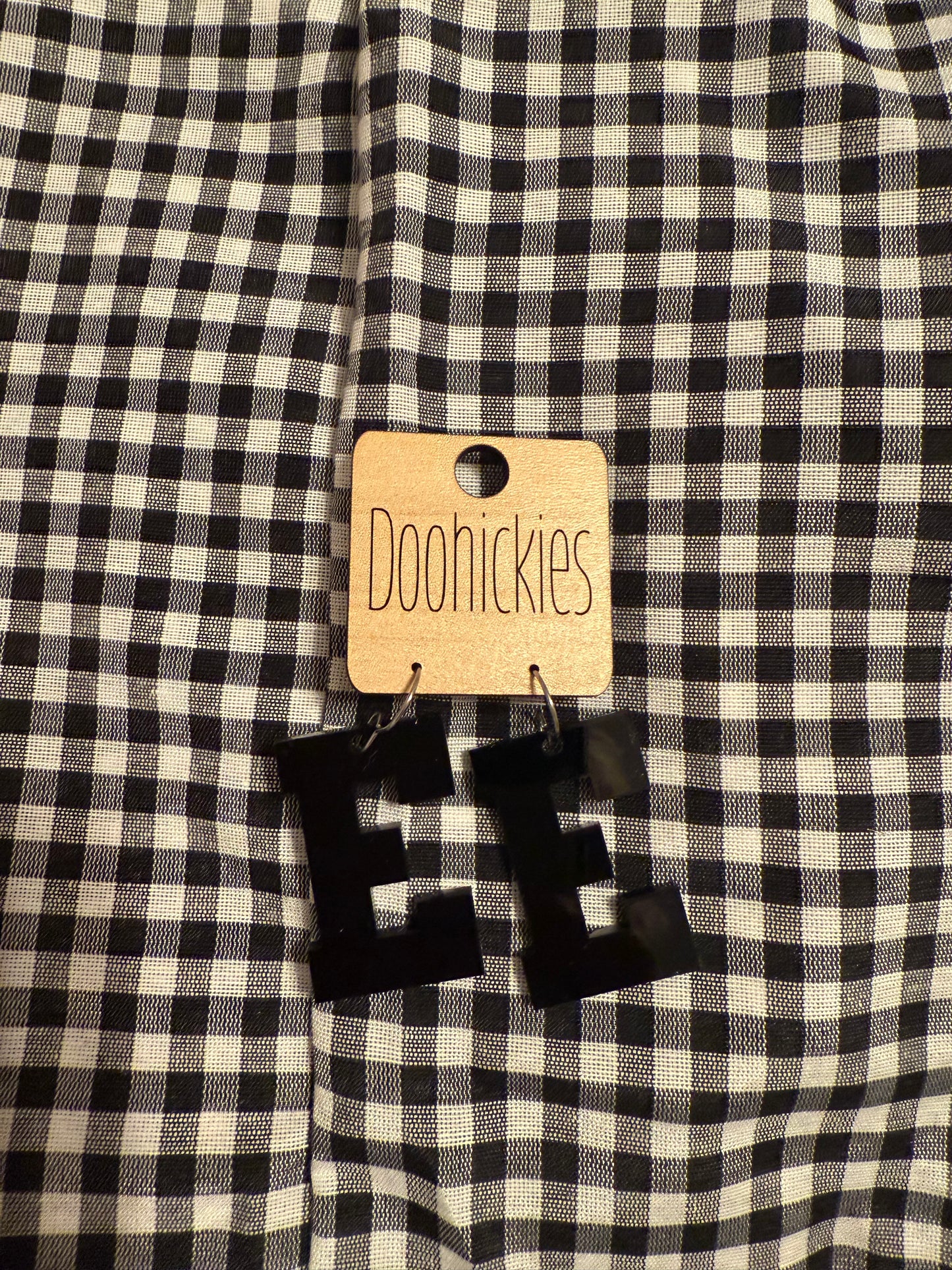 Shiny Varsity Letter E Earrings