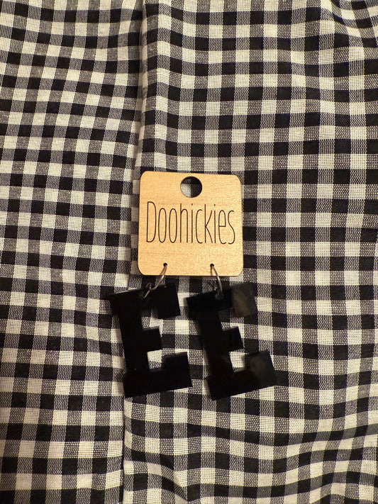 Shiny Varsity Letter E Earrings