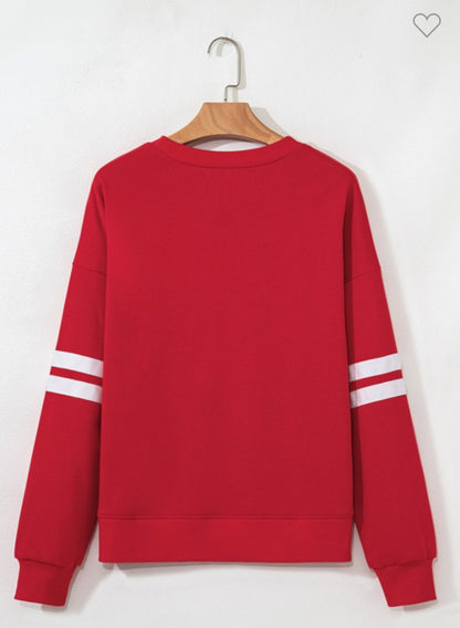 Glitter Baseball Patched Varsity Sweatshirt