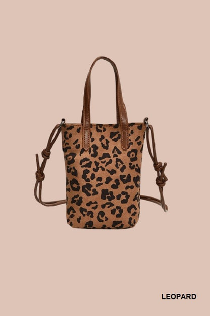 Vintage Retro Suede Crossbody Mini Bucket Tote Bag