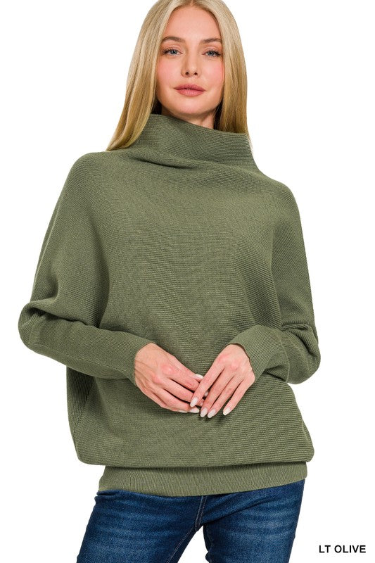 Viscose Dolman Sleeve Mock Neck Sweater
