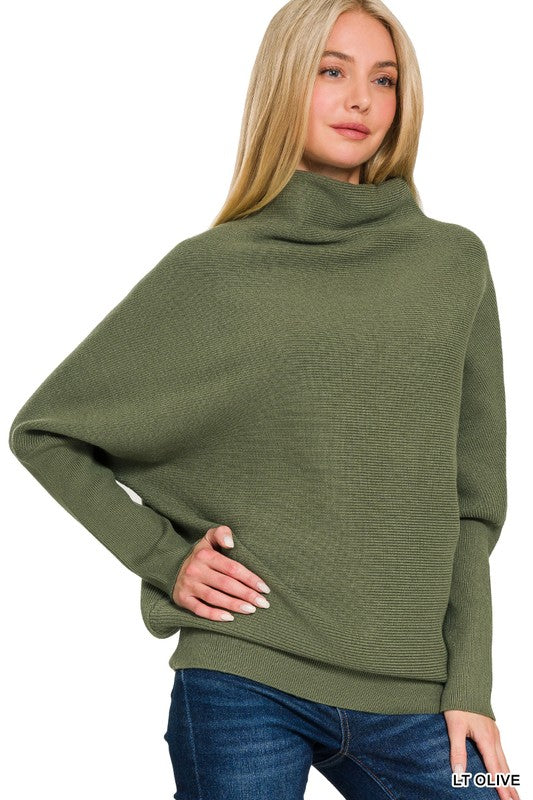 Viscose Dolman Sleeve Mock Neck Sweater
