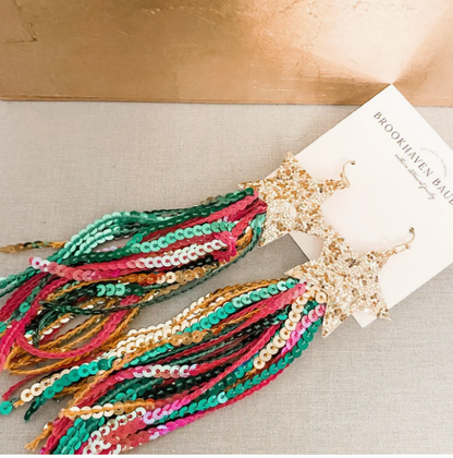 Mardi Gras shooting star earrings