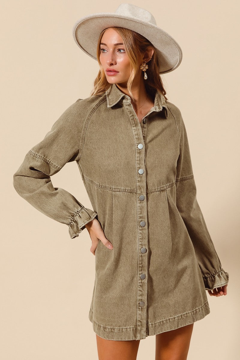 COMING SOON! Washed Color Denim Button Down Dress