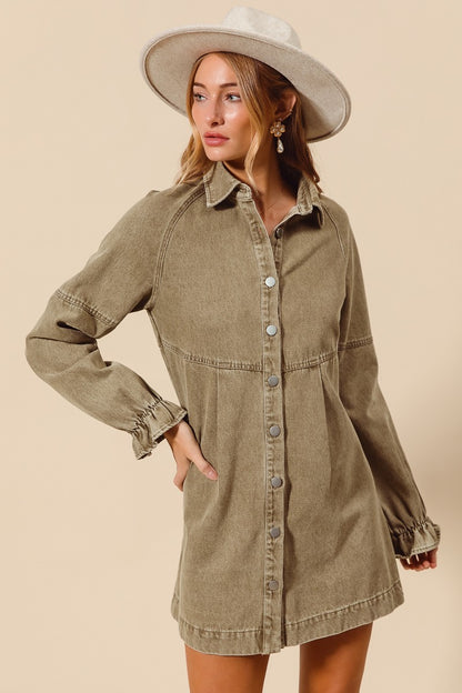COMING SOON! Washed Color Denim Button Down Dress