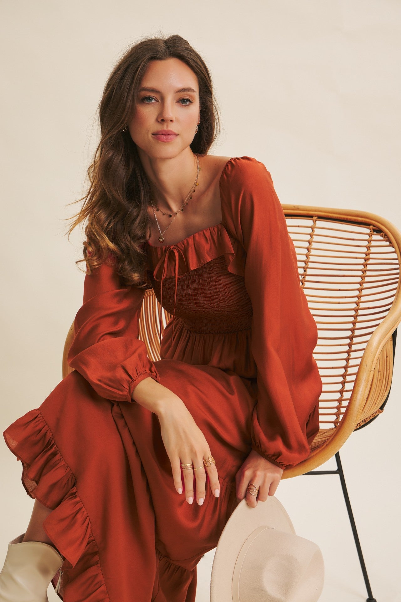 Tiered Ruffle Flare Smocked Maxi Dress