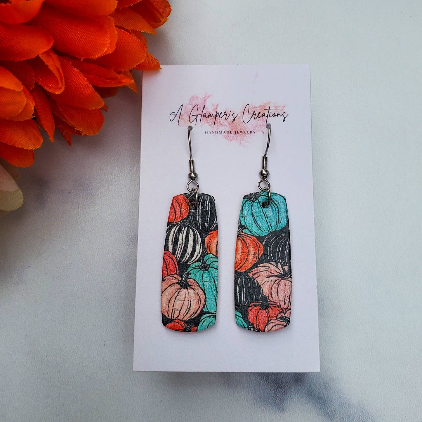 Pumpkins Mini Bar Leather Earrings