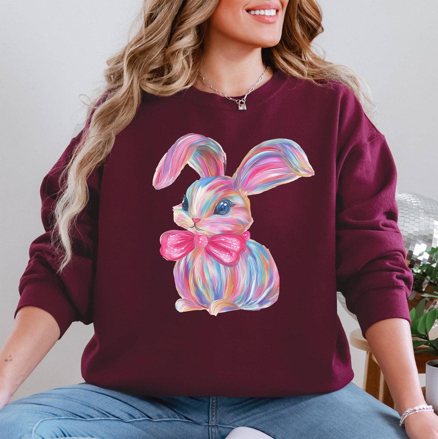 Glittery Easter Bunny, Rabbit, Adorable Sweatshirt