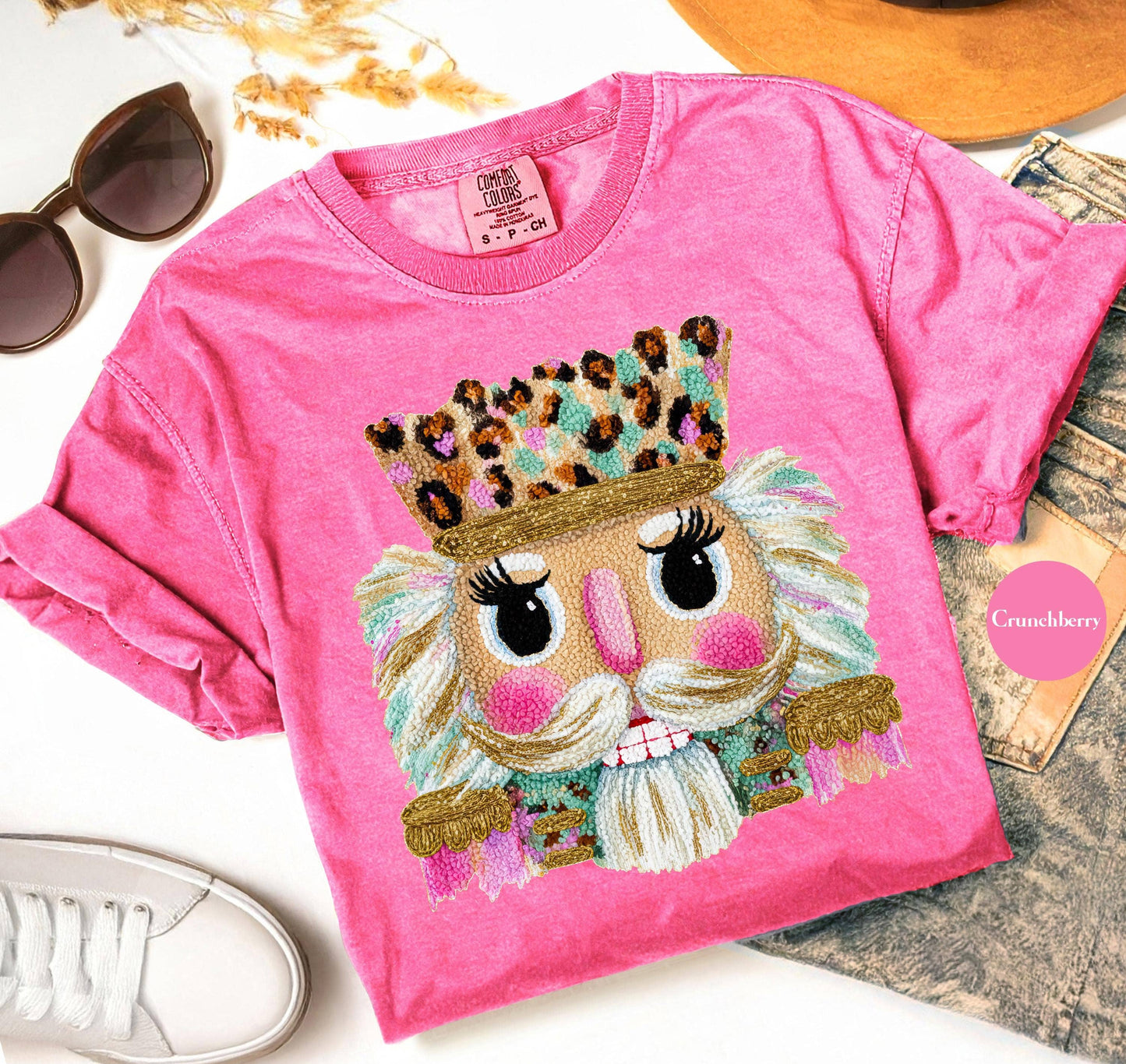 Faux Yarn Crochet Leopard Nutcracker Shirt, Xmas Sweater