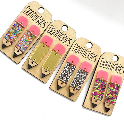 2" Lil' Pencil Acrylic Teacher Earrings