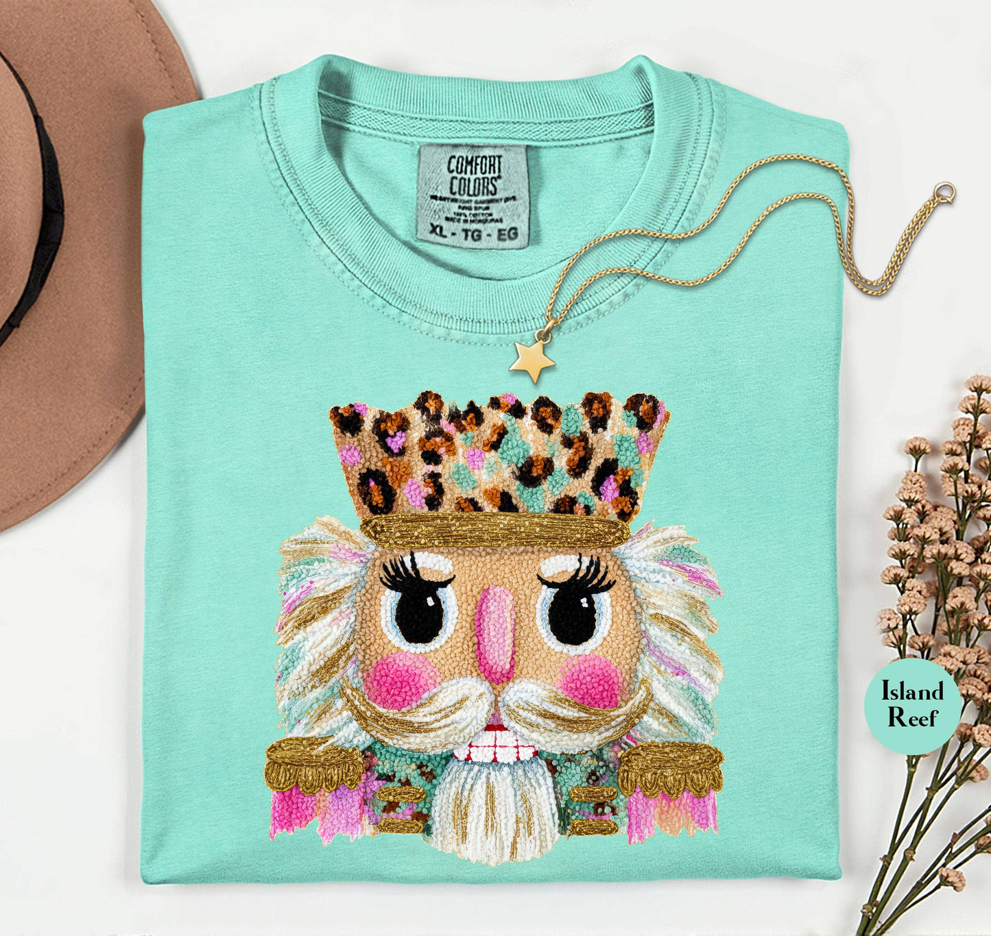 Faux Yarn Crochet Leopard Nutcracker Shirt, Xmas Sweater