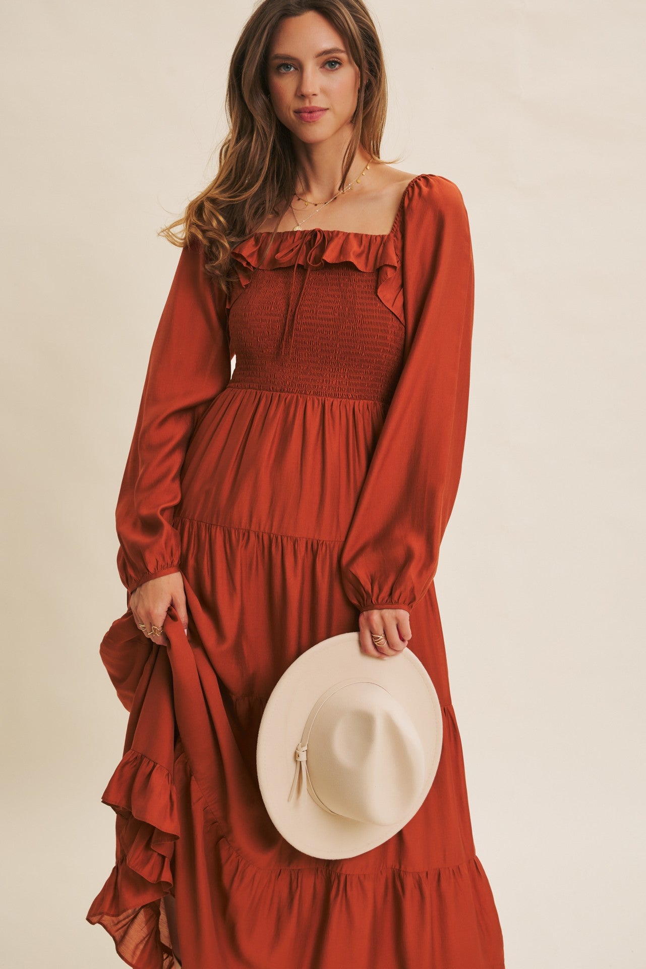 Tiered Ruffle Flare Smocked Maxi Dress