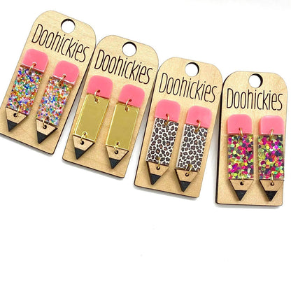 2" Lil' Pencil Acrylic Teacher Earrings