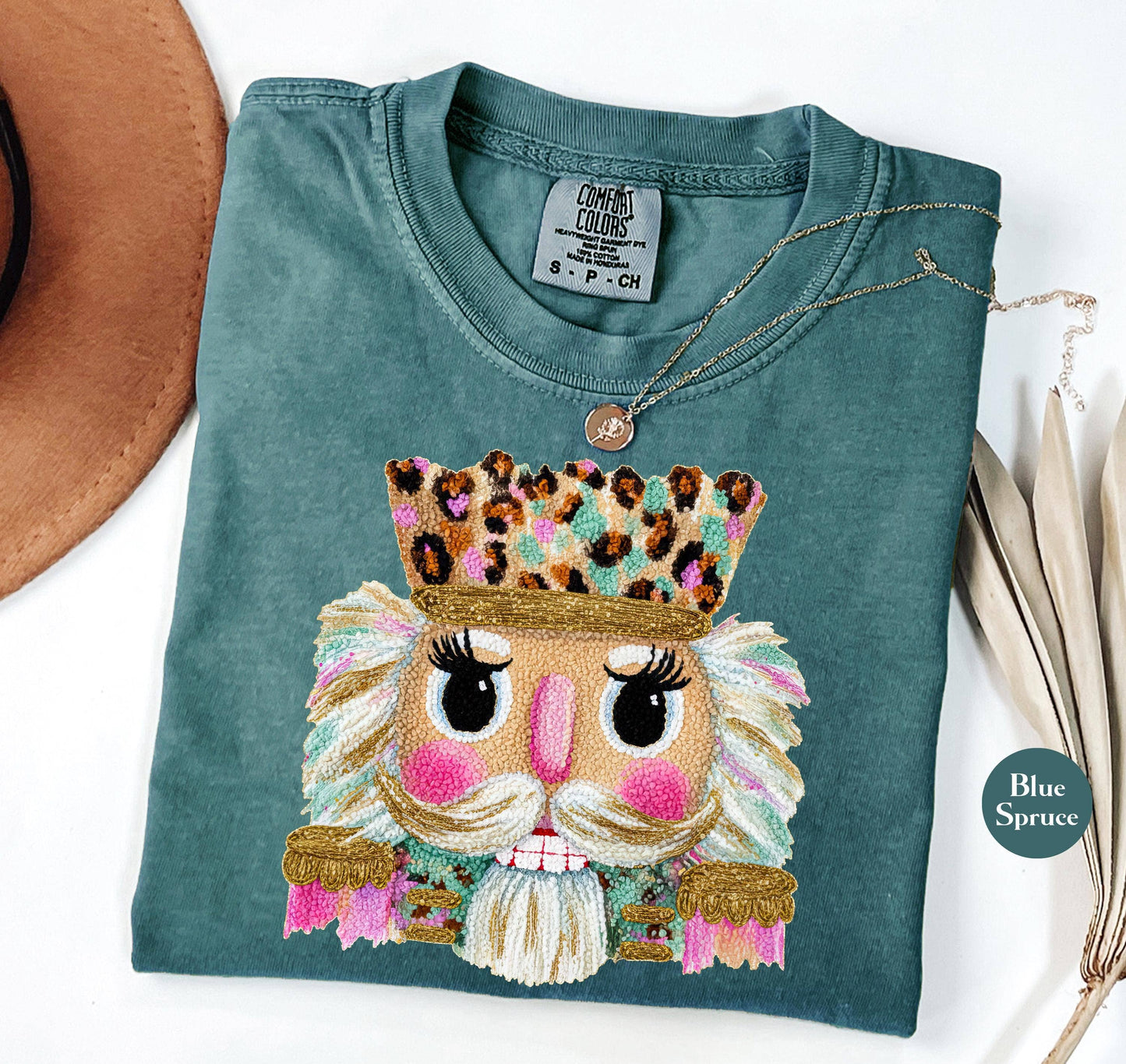 Faux Yarn Crochet Leopard Nutcracker Shirt, Xmas Sweater